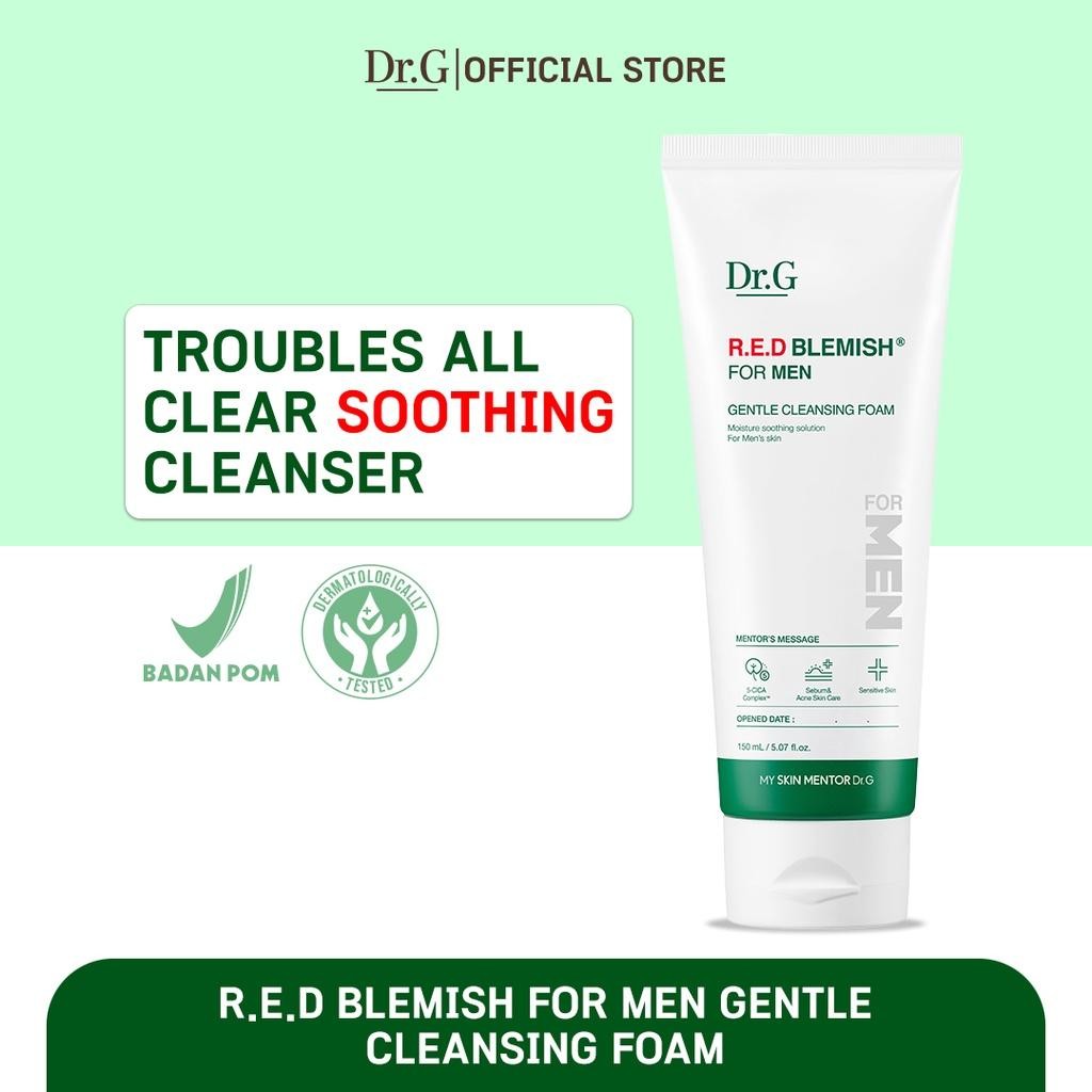 Dr.G R.E.D Blemish For Men Gentle Cleansing Foam - 150Ml | Sabun Cuci Muka 10 Cica Complex Hydrating