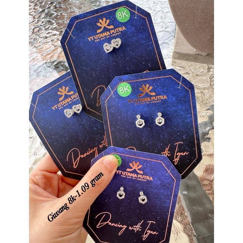 Giwang Dancing Stone LOVE EMAS PUTIH DiM