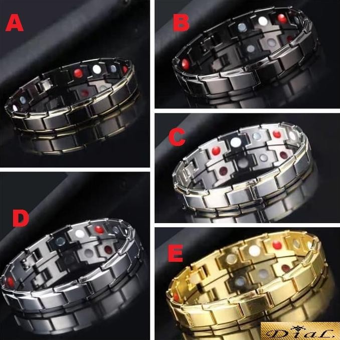 GELANG BIO MAGNET ION NEGATIF INFRARED KESEHATAN PRIA WANITA TITANIUM terapi luxuri anti karat ori D
