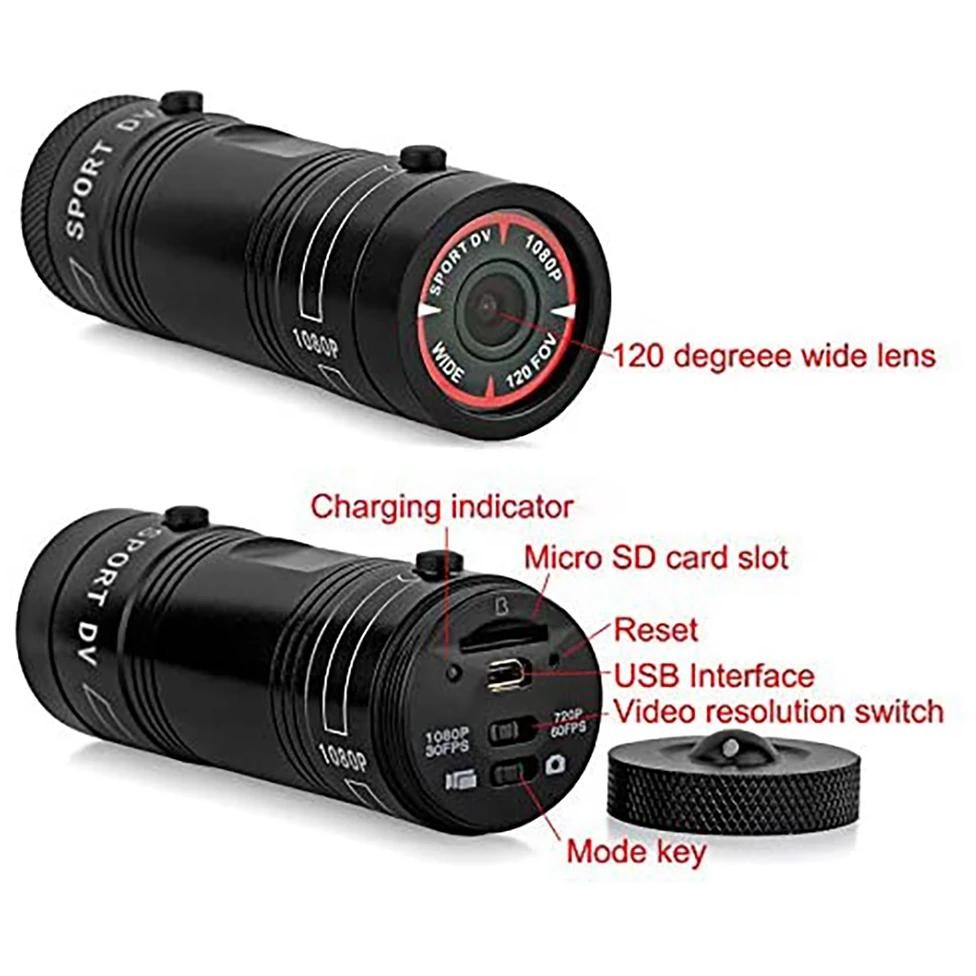 Stylish-F9 Mini Sports Camera 1080P Outdoor Riding Motorcycle Helmet Sports DV Camera Video Waterpro