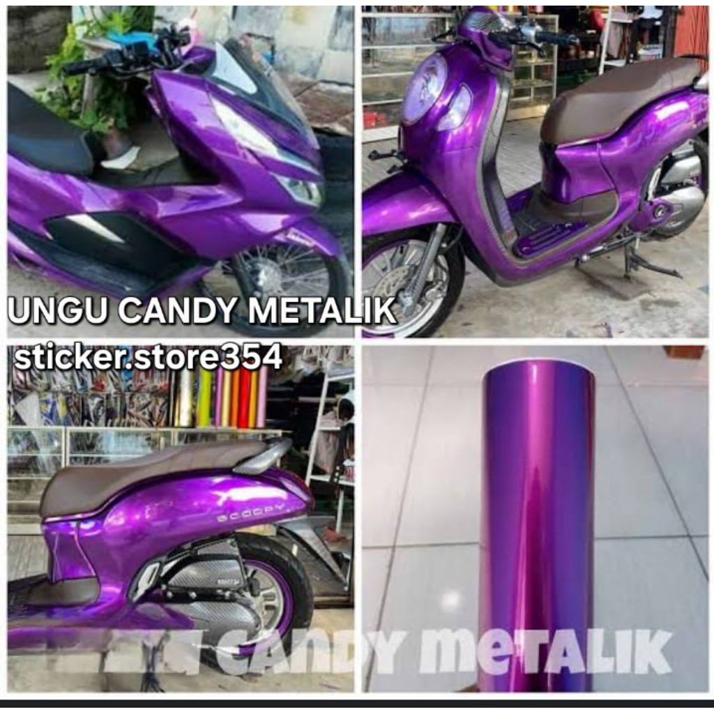 Sticker skotlet fanchi ungu  candy metalik glosy premium permeter,skotlet motor,mobil,skotlet nmax,v