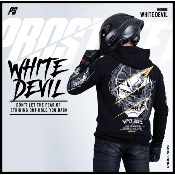 Terlaris Jaket Hoodie White Devil Guardian Rider Best Seller