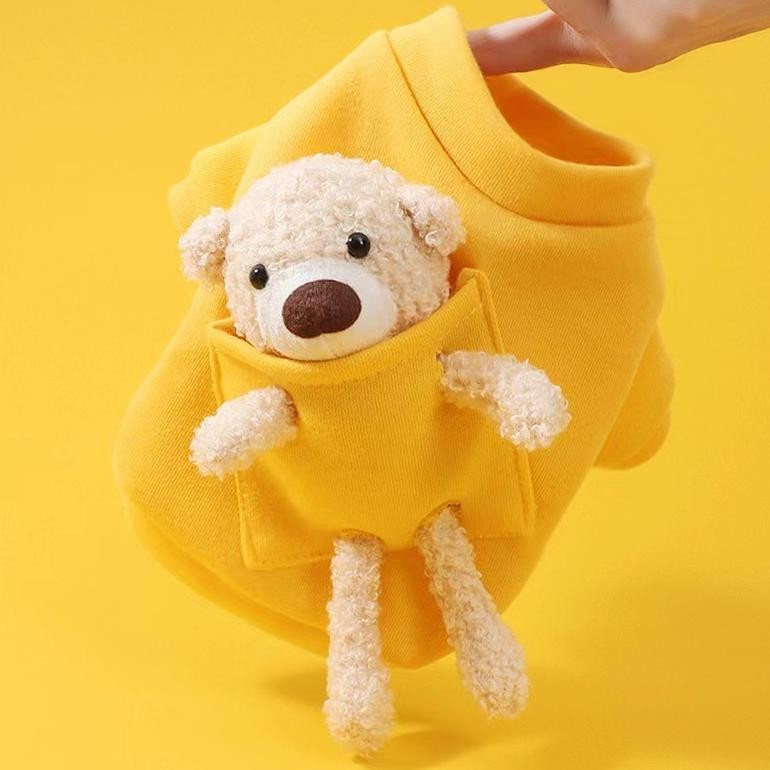 Baju  Anjing Kucing Model BEAR SWITER - Baju Ransel Boneka Beruang Lucu - Winter Warm Cute Bear Back