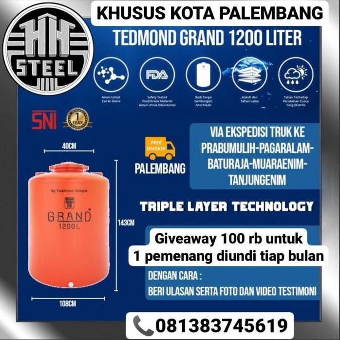 Terlaris Tangki Air / Tandon /Toren / Tedmon / Tedmond Ori Merk 1200 Liter
