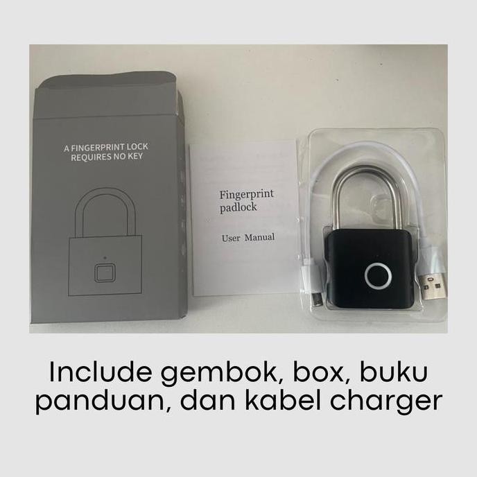Gembok Pagar Anti Maling Gembok Sidik Jari Tanpa Kunci Smart Fingerprint Padlock Security Kunci Pint