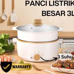 AY Panci Listrik Multifungsi 3 In 1 Electric Anti Lengket Putih 3L