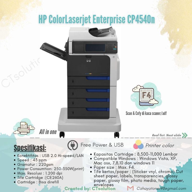 Printer Hp Laserjet Color Cm4540 Mfp Ukuran Kaca Scaner F4 Terlaris Best Quality 100% Original