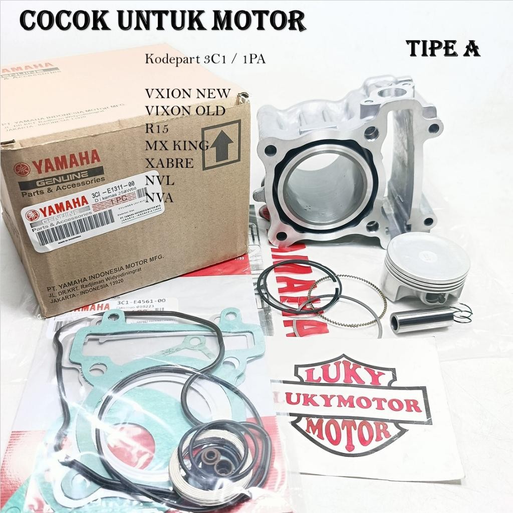 Blok Seher Komplit Piston & Top Set Yamaha Vixion New , Vixion Old , R 15 , Xabre Kode 1Pa / 3C1 Ter