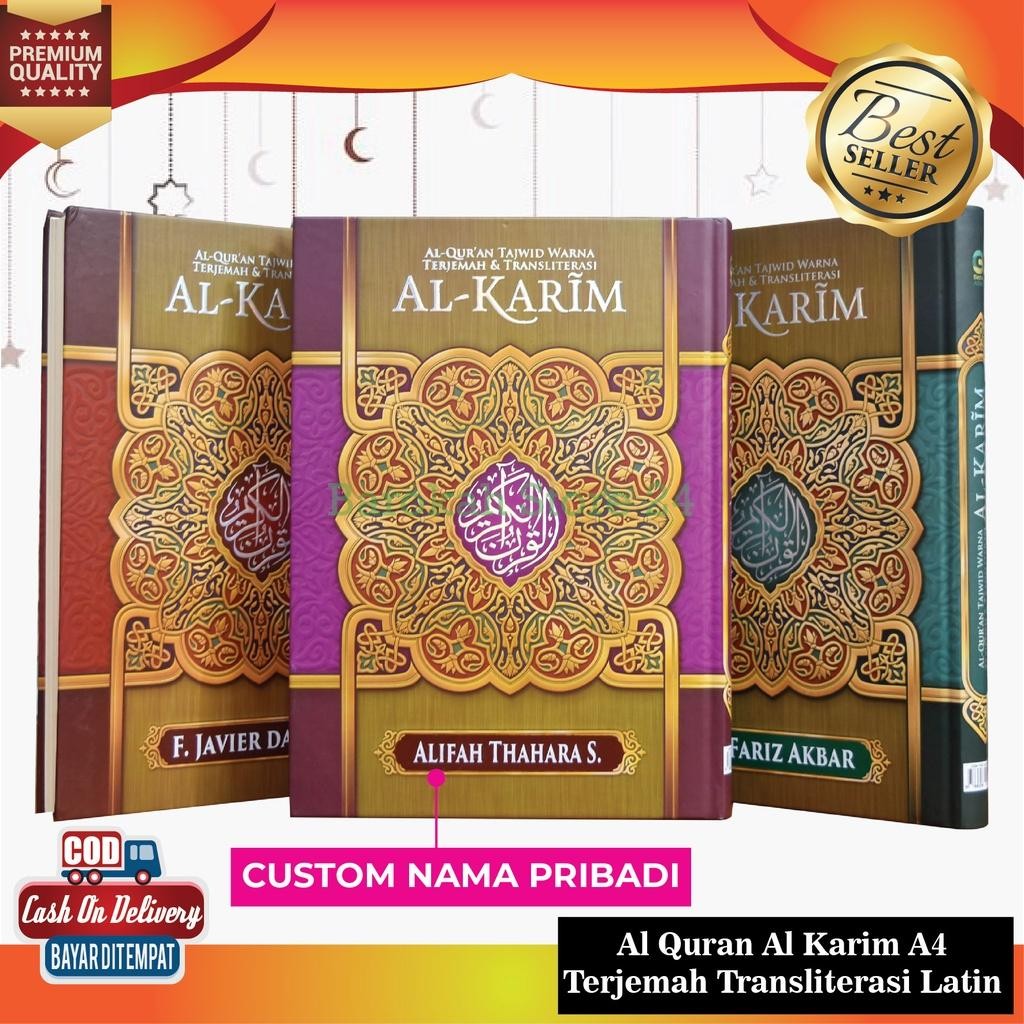 Buku Al Qur'An Tajwid Warna Terjemah Dan Transliterasi Al Karim A4 Alquran Alkarim Terjemahan Bahasa