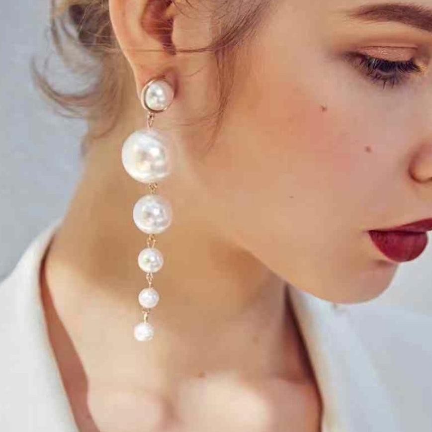 Ct_C1077 Anting Wanita B638 Tassel Big Mutiara Panjang Korea Fashion Vintage Earrings Women Earring 