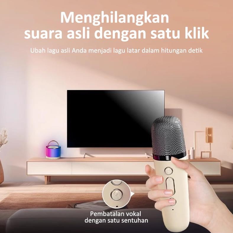 Mini Speaker Bluetooth Karaoke K52 Salon Karaoke Bluetooth Mic 2Mic Speaker Wireless Karaoke Speaker