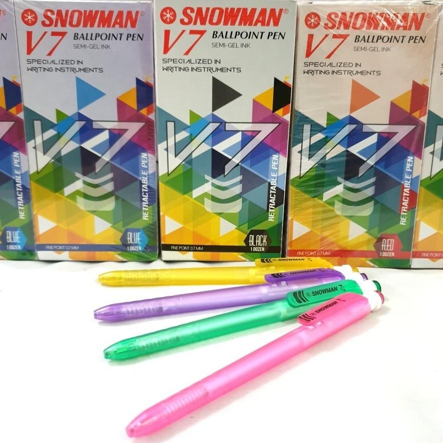 

Berkualitas Pulpen Bolpen Ballpoint Snowman V7 V-7 V 7 0.7Mm Berkualitas