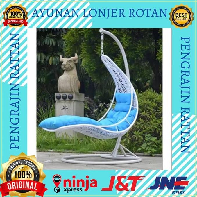 AYUNAN KURSI ROTAN GANTUNG GOYANG LONJER SELONJOR ANYAMAN ROTAN SINTETIS ANAK DEWASA MALAS SANTAI TI