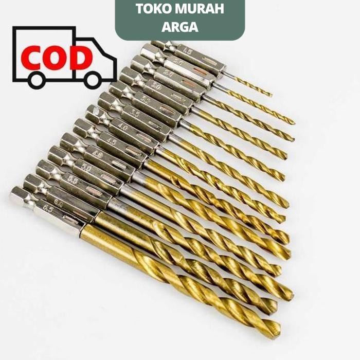 MATA BOR SET 13 PCS UNTUK KAYU PLASTIK PERHIASAN POWER DRILL BESI BAJA STEEL TITANIUM KUALITAS TERBA