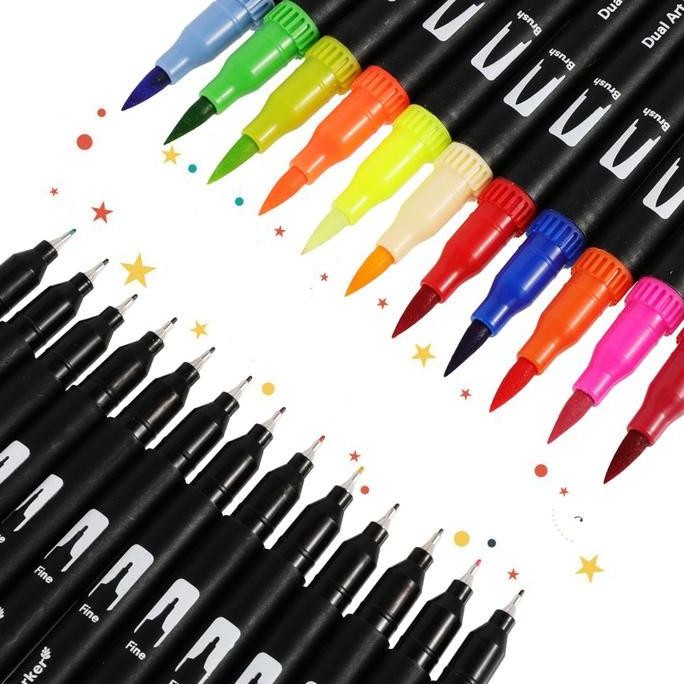 

New Product - Pen Fine Art Dual Tip Brush Pens Double Head Drawing Watercolor Set Plastik Spidol Kiarastoreku