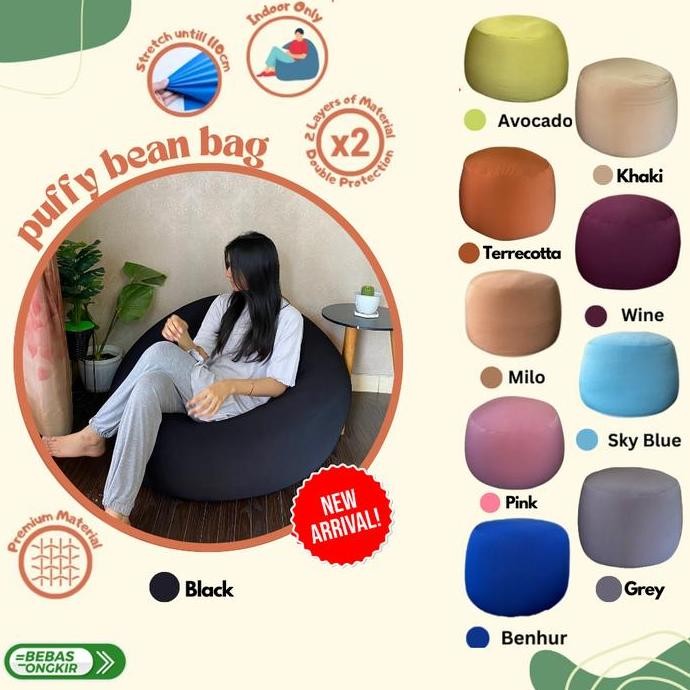 [LAOUT] BEAN BAG/PUFFY BEAN BAG/BEAN BAG PLUS ISI/SQUISHY BEAN BAG-BLACK GRAY