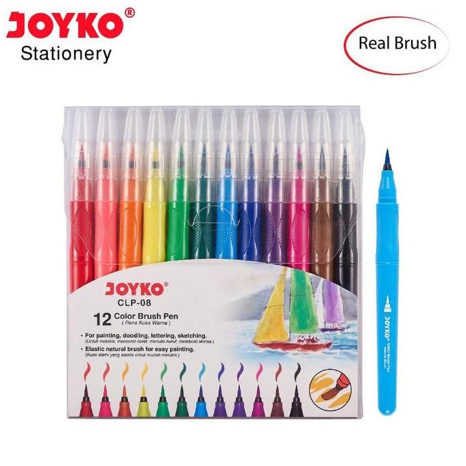 

New Product - Joyko Color Brush Pen Clp-08 12 Warna Clp08 Elastic Natural Pena Kuas Kiarastoreku