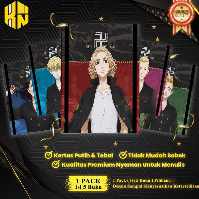 

Buku Tulis Sekolah Custom Tokyo Revengers Bergaris 38 Lembar 1 Pak Isi 5 Buku/ Buku Tulis Anime/ Buku Aesthetic/ Buku Catatan Co