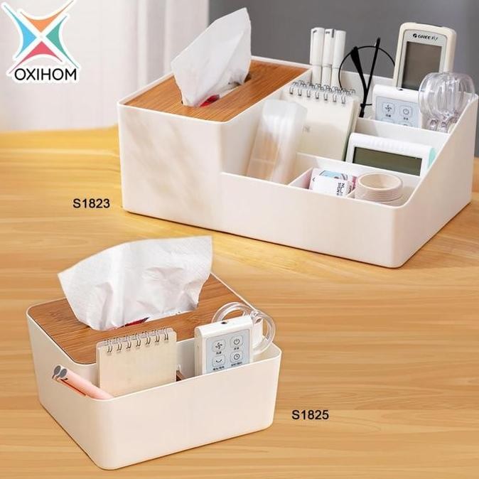

Oxihom Tempat Tisu Rak Kosmetik Rak Make Up Stationary Rak Dapur Kotak Tissue Kayu Plastik Penyimpanan NS