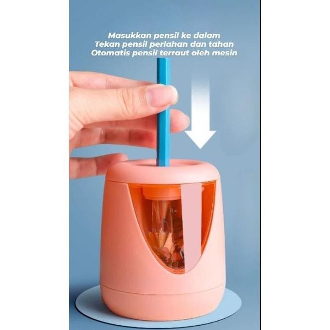 

[Felizkids] [Atk13] Serutan Pensil Putar / Serutan Pensil Otomatis / Rautan Pensil Otomatis Pakai Baterai 2Buah/ Rautan Pensil Elektrik Co