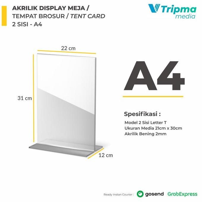 

New Product - Akrilik Display Meja / Tempat Brosur / Tent Card A4 - 2 Sisi Letter T Kiarastoreku