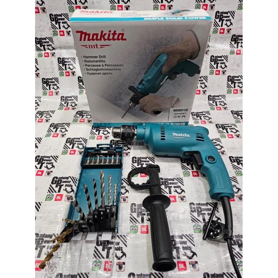 Mesin Bor Besi Beton Tembok Tangan Makita 13mm M0801B
