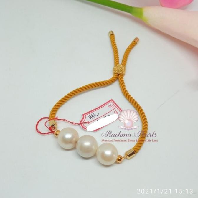 Gelang Tali Serut Hongkong Hitam Gold Mutiara Air Laut Asli Lombok Co