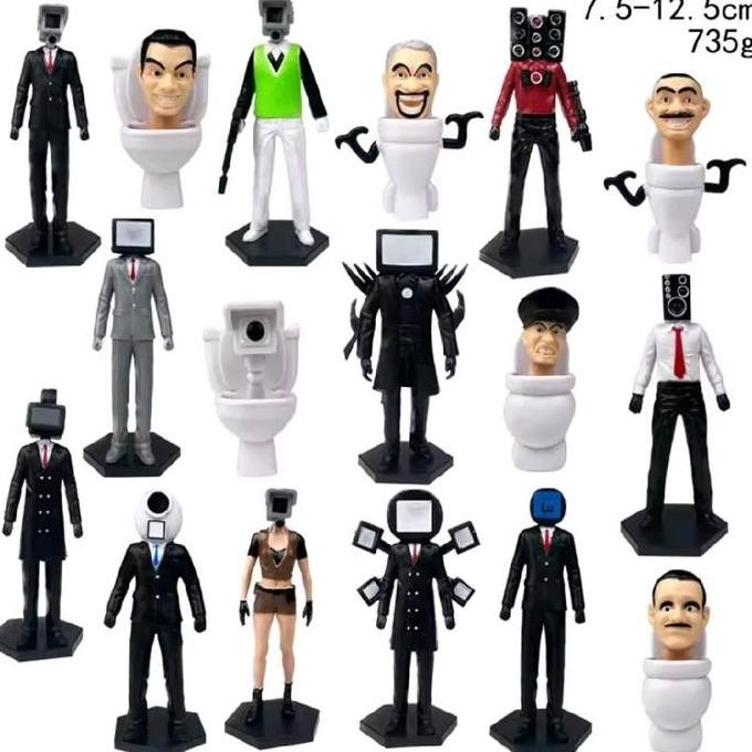 figure mainan anak skibidi toilet camera man tv speaker man set