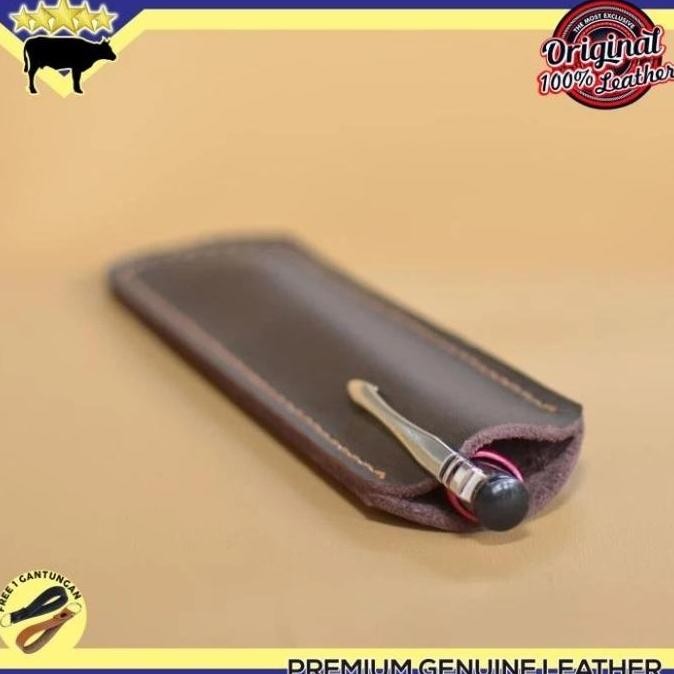 

Tempat Pulpen Dan Pensil Pen Case Leather Dari Kulit Asli Warna Dark Brown Leather Genuine Co