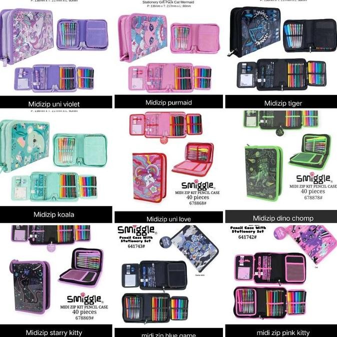 

Smiggle Zip It Pencil Case Stationery/Alat Tulis Set/Pencil Case Co