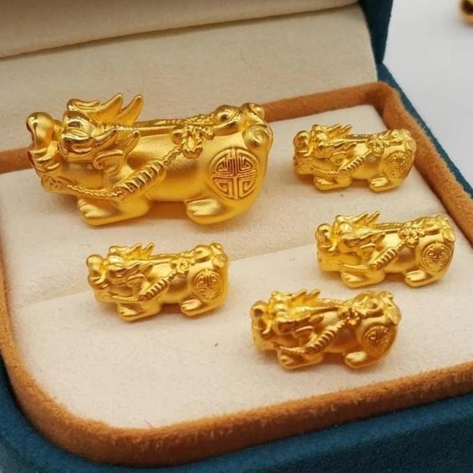 Charm Liontin Pixiu Jilin Naga Emas 24K 999 Hongkong Charm Saja Co