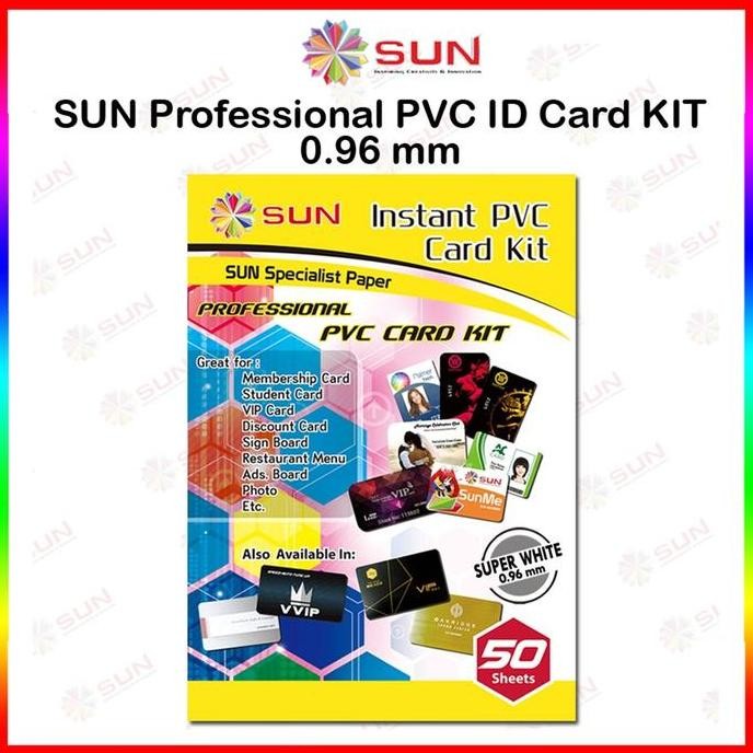 

Kertas Pvc Id Card A4 - Sun Pvc Id Card Super White 0.76, 0.96 (Isi 50 Lembar = 500 Card) ( Support Epson/Canon/Hp/Brother Ori/Dye/Pigment/Art Paper Ink - 664, 003, 673, 790, 810, Bt5000, Gt51 52, Dll) Co