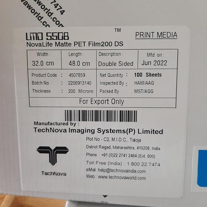 

Technova Lmo 200 Micron Kertas Synthetic Co