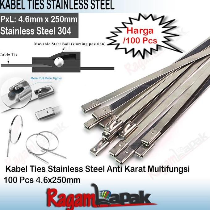 

Kabel Ties Stainless Steel Anti Karat 100 Pcs 4.6X250Mm Co