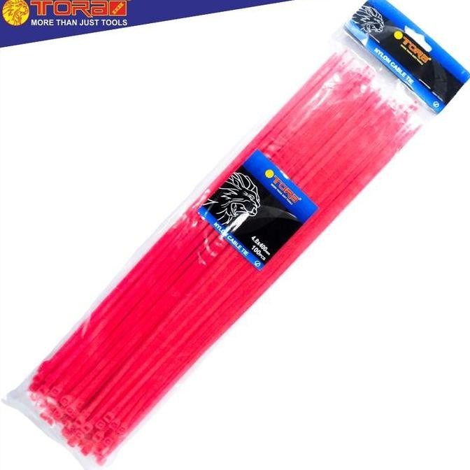 

Tora Kabel Tis Nylon 4.8 X 400 Mm - Tali Ikat Warna Merah 100 Pcs Co