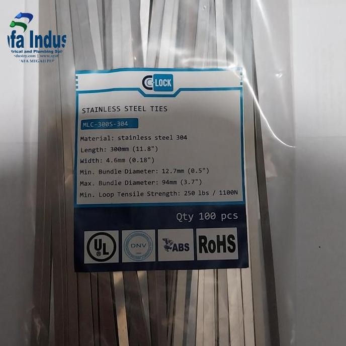 

Cable Ties Kabel Ties Stainless 30Cm C-Lock 4,6 300Mm Ss304 Co