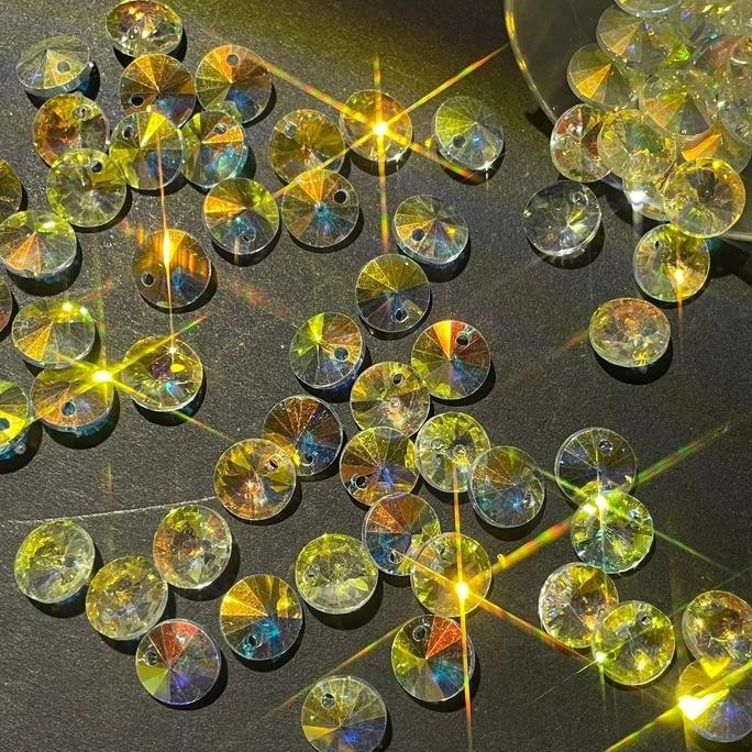 Toustone Manik Beads Ceko Kristal Bentuk Ufo Aurora Ab  Manik Kaca Prisma | Diy Gelang Kalung & Anti