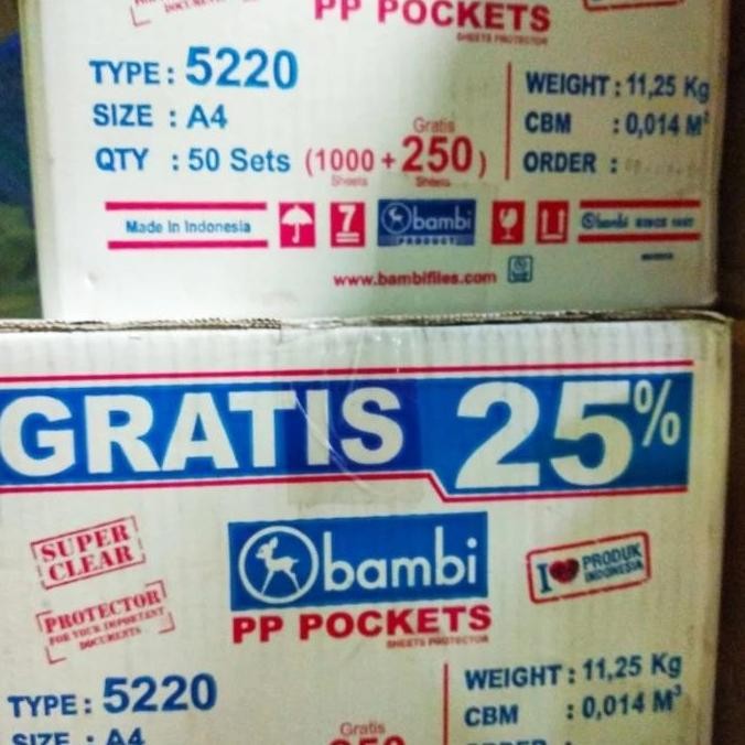 

Pp Pocket Bambi A4 Per Dus Isi 50Sheet Co