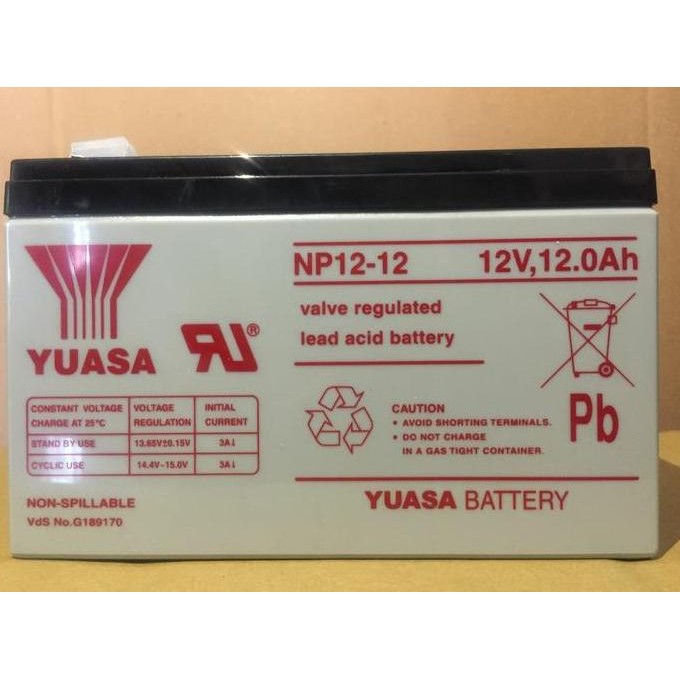 Accu Yuasa Vrla 12V 12Ah Np12-12 /Aki Kering Sepeda Listrik Co