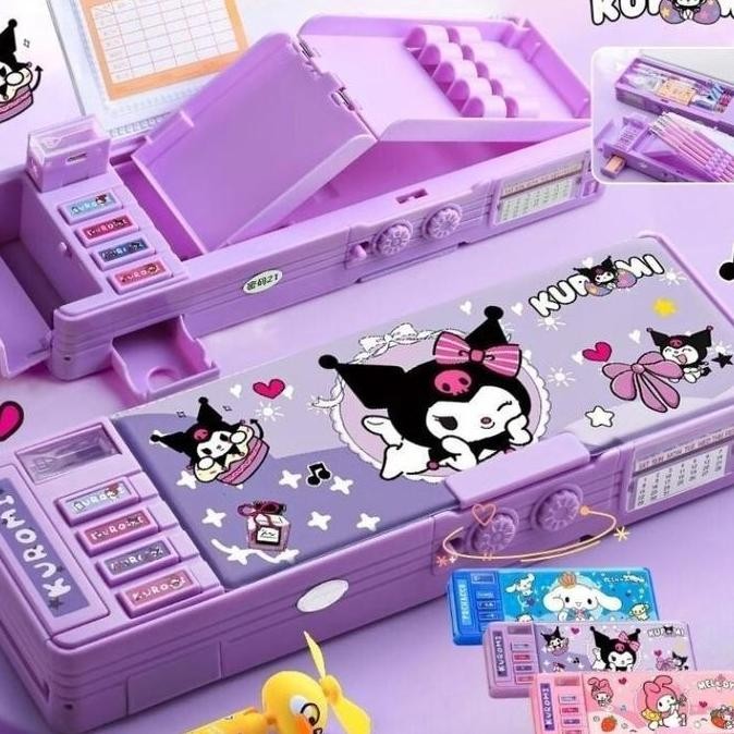 

CodGaya Baru Kuromi Kotak Bahan Tahan Air Koper Tempat Pensil Password Multifungsi Lapis Ganda/Sanrio Pensil Pola Kartun Rautan Kapasitas Kotak Alat Tulis Stationery Co
