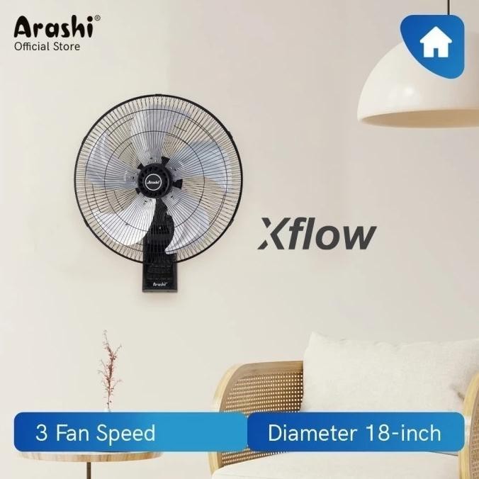Arashi Kipas Angin Dinding AR 228 PWF 18 Inch Xflow + Remote