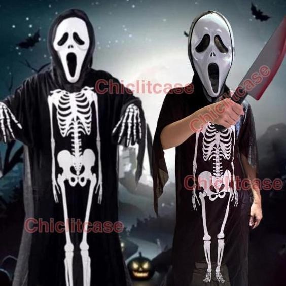 Murah Kostum Halloween Scream/Pesta Kostum Tengkorak Skull/Ghost Anak Dewasa