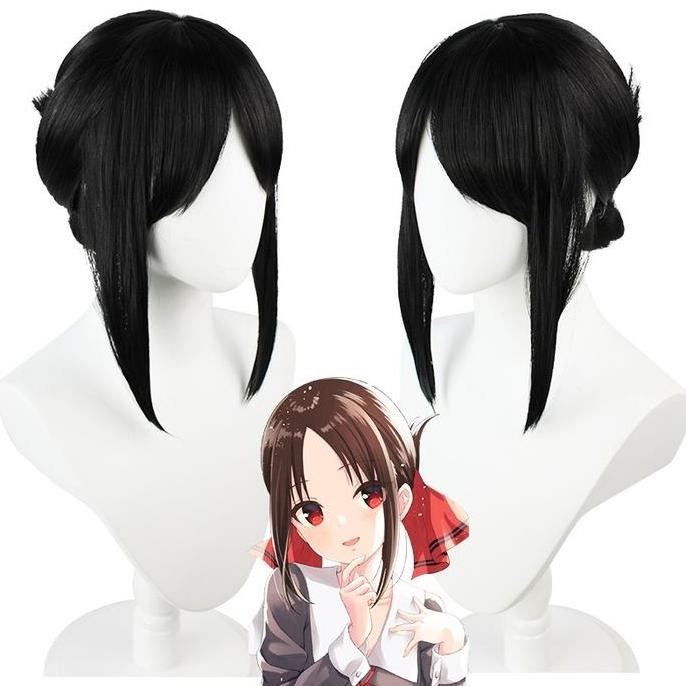 ''Terlaris" Lol-63 Wig Rambut Palsu Daily Lolita Cosplay Love Is War Kaguya Sama Hitam Murah