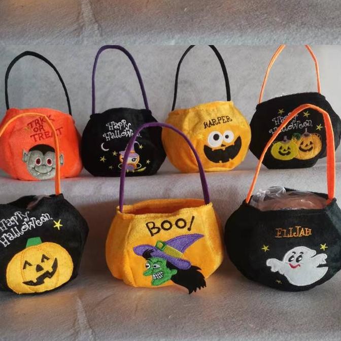 

''Terlaris" Tabb Tas Halloween Pumpkin Labu Trick Or Treat Goodie Bag Flanel Bulu Murah