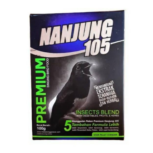NANJUNG 105 VOER PUR PELET EBOD 100GRAM PAKAN BURUNG KACER MURAI