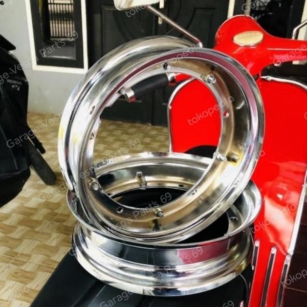 Velg Velk Pelek Roda Vespa R8 Ring 8 Chrome R10 Ring 10 Full Chrome