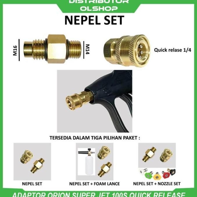 Adapter Nepel Konektor Quick Release Gun Jet Cleaner Orion