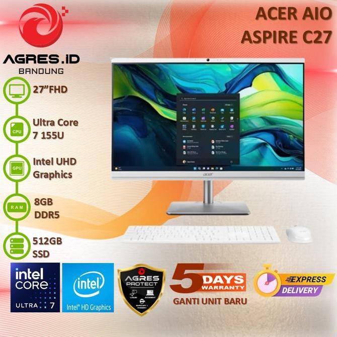 Acer Aio Aspire C27 Ultra 7 155U 8Gb 512Gb 27" Fhd Ips New Stok