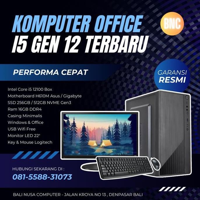 Komputer Office | Cpu Office | Komputer Rakitan | Intel I5 12400 Gen 12 | Asus H610M | Ram 16Gb | Ss