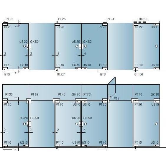 Universal Light Patch Fitting Dorma Set PT10, PT20 dan US10 Pintu Kaca